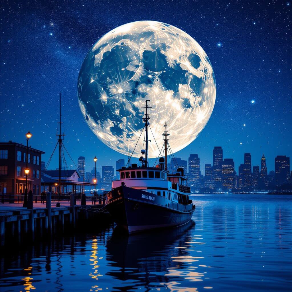 Old Harbor in the starry night  by @VERI ART