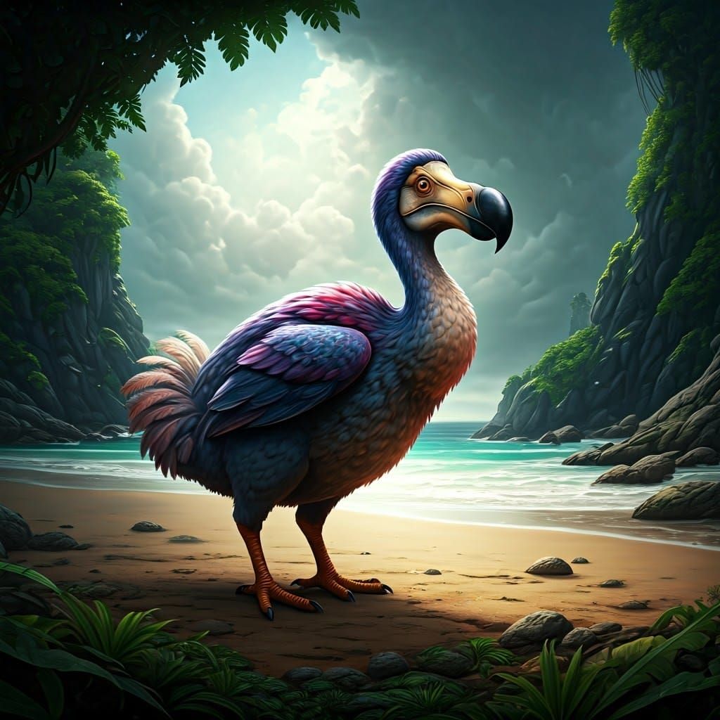  Extint Dodo in the beach of an isle  by @Thyke