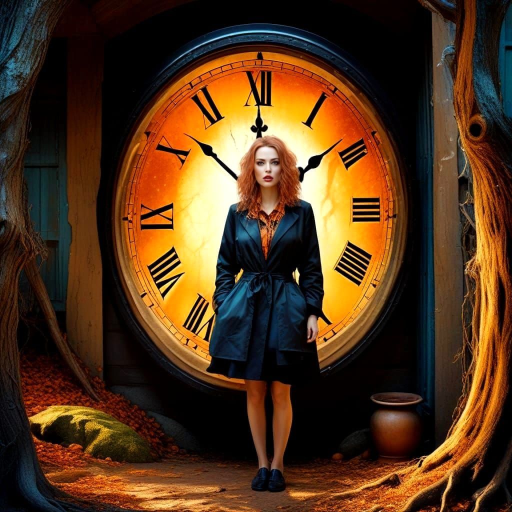 Enigmatic Lady in Whimsical Surreal Portrait