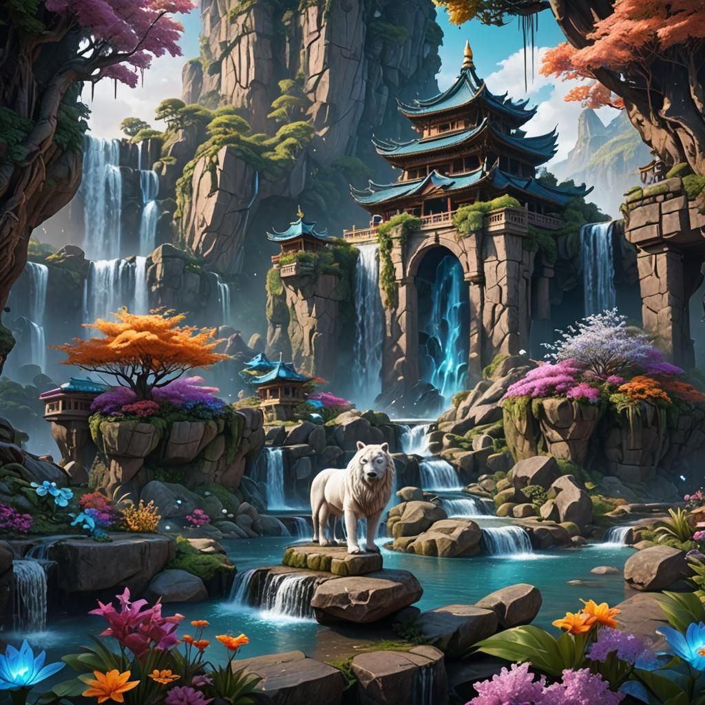 crystaline detailed spirit animals close nearby scenic spiri...