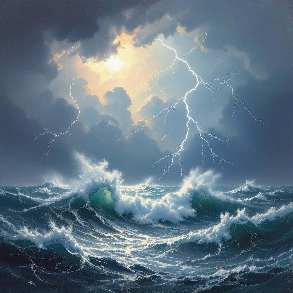 Hurricane Sea: Aivazovsky-Inspired Storm