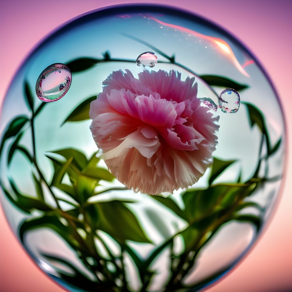 Peony in a bubble