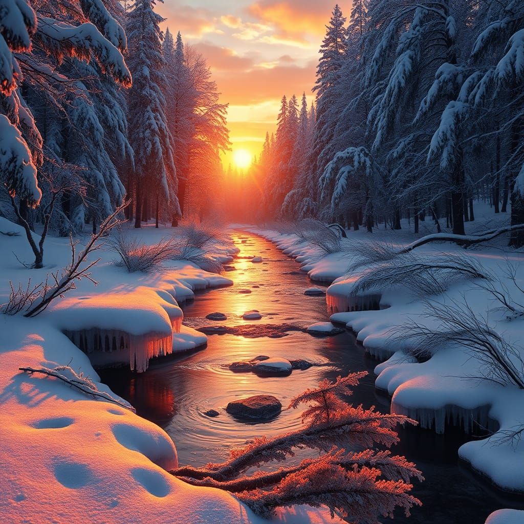 A winter forest  by @FantasyDreamscapesAI