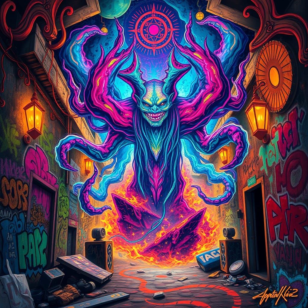 Psychedelic Eldritch cel-shaded Hipster Kalevala themed stre...