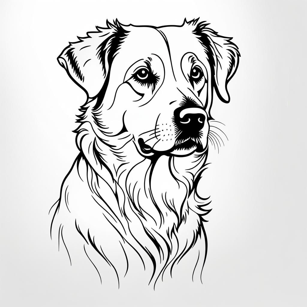 Minimalist Line Art of a Duck Tolling Retriever