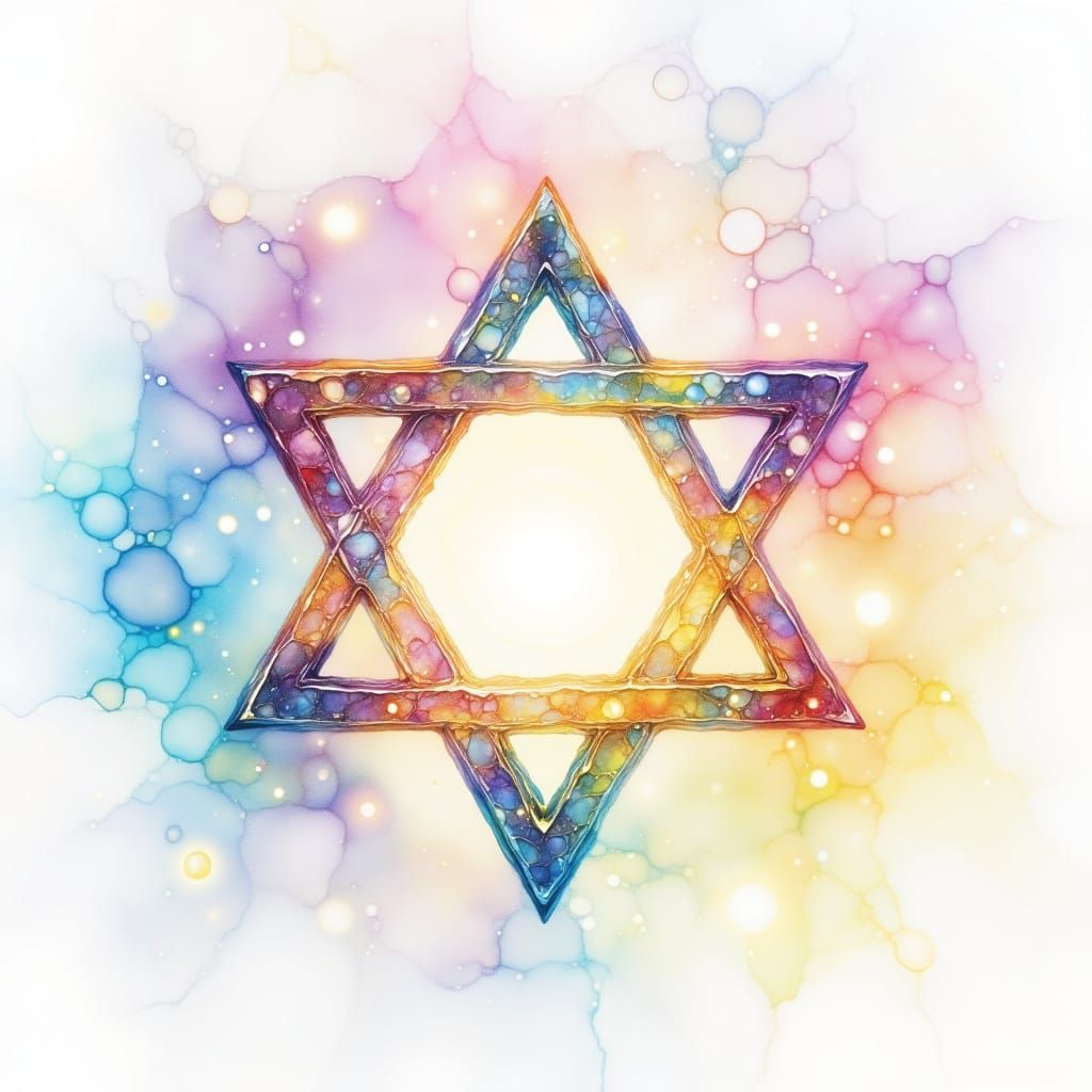 Delicate Watercolor Star of David Symbol