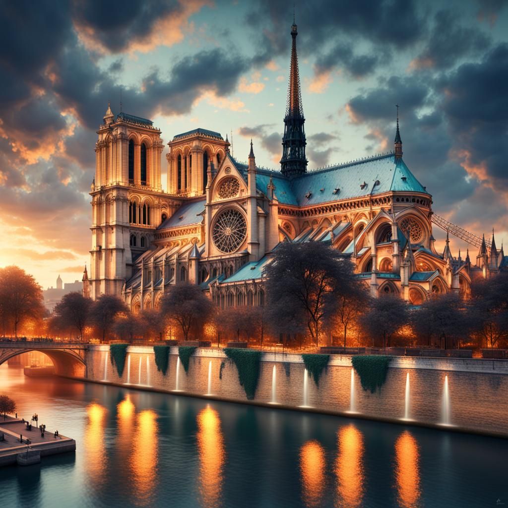 Catedral de Notre Dame de París. 8k resolution concept art by Greg ...