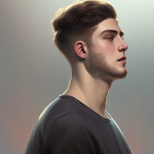 chubby young man, clean shaven