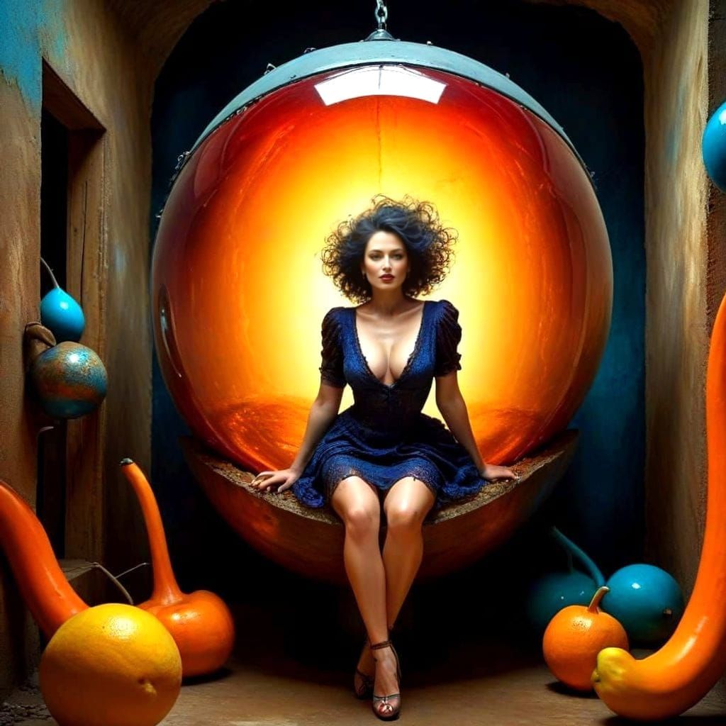 Elegant Lady in Surrealist Dreamscape