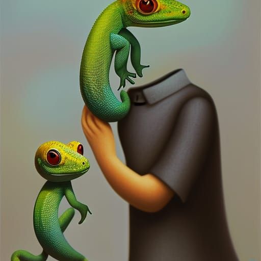 Two lizards wearing a suit