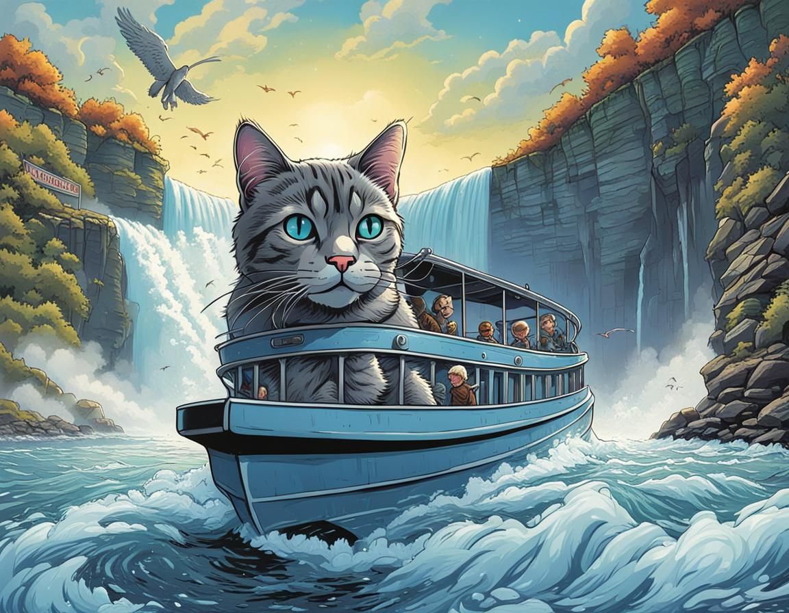 Grey tabby cat on Maid of the Mist!