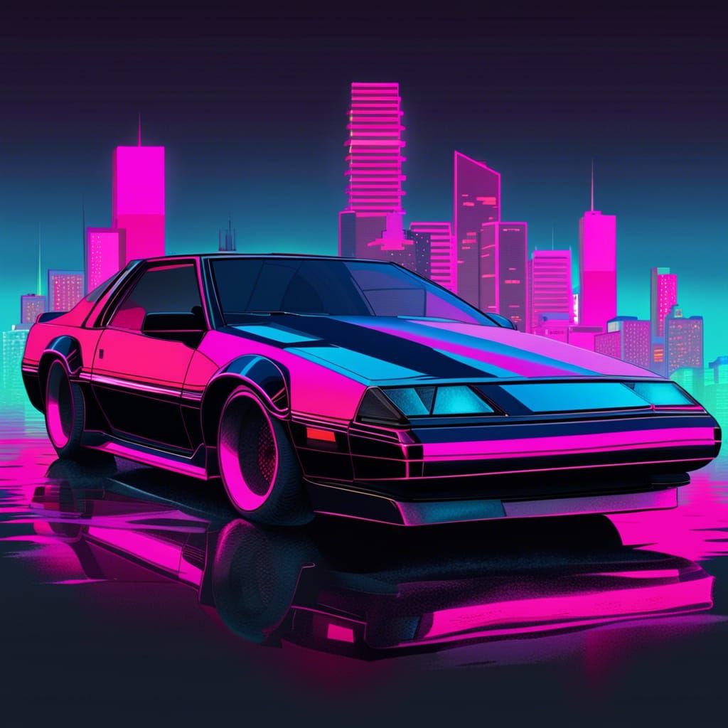 vaporwave Knight Rider car - AI Generated Artwork - NightCafe Creator