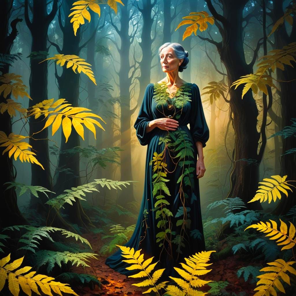 Mysterious Lady in a Surreal Landscape