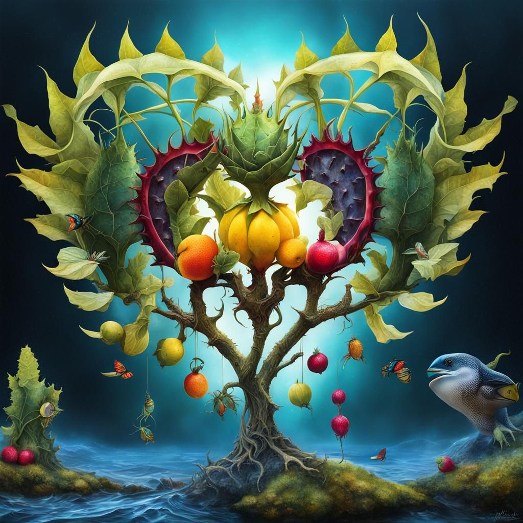 Surreal vegetables by Alexander_Jansson bird-dragon fruit hybrid indigo ...