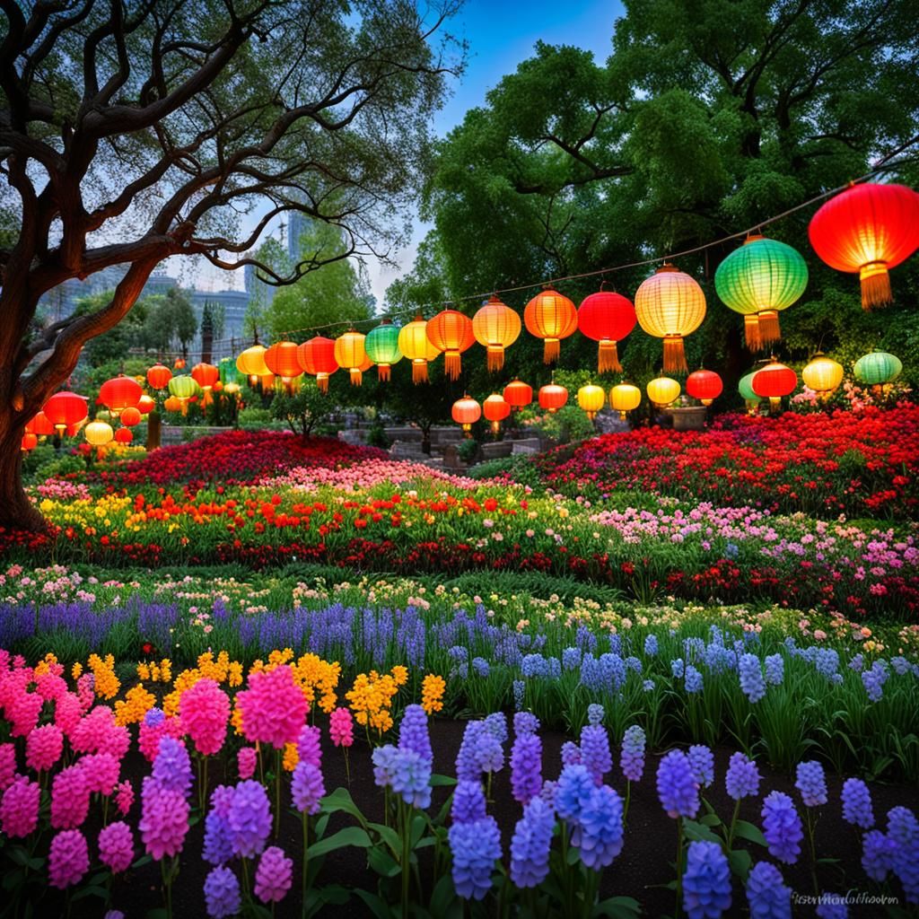 Temple Square Lanterns in a Cinematic Style