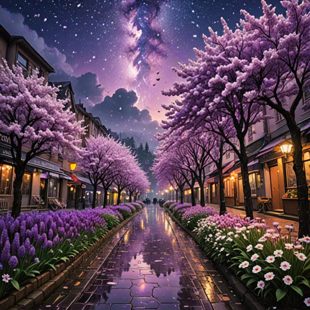 Brightly Colored Goddess in a Mushroom Forest Under Snowy Ra...