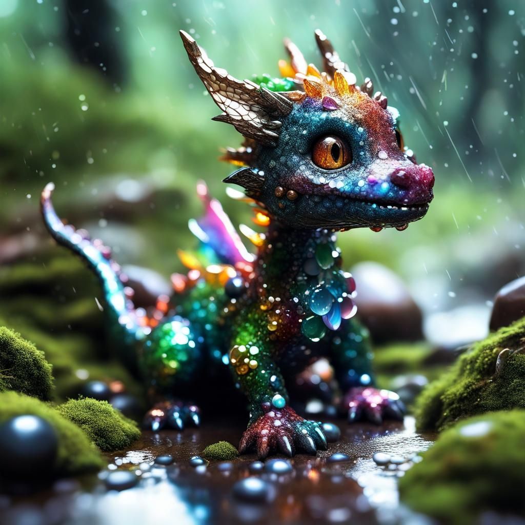 cute baby dragon made out of pebbles and marbles - AI Generated Artwork ...