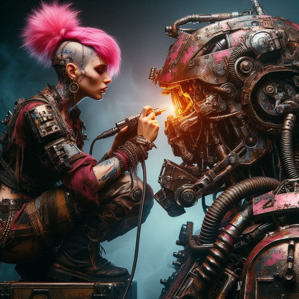 Reparing mech   by @Lebowski