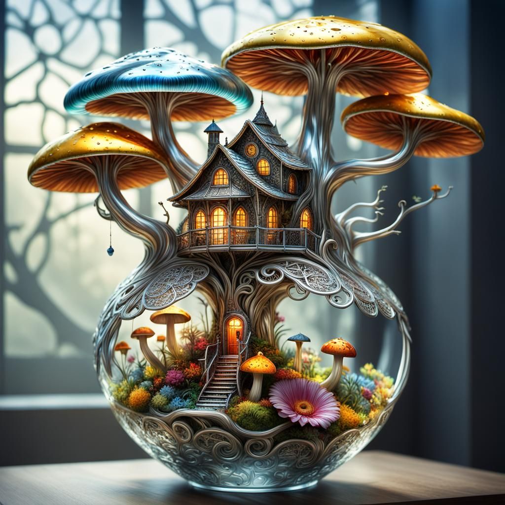 Fairy Mushroom House Vase  by @DigitalMania