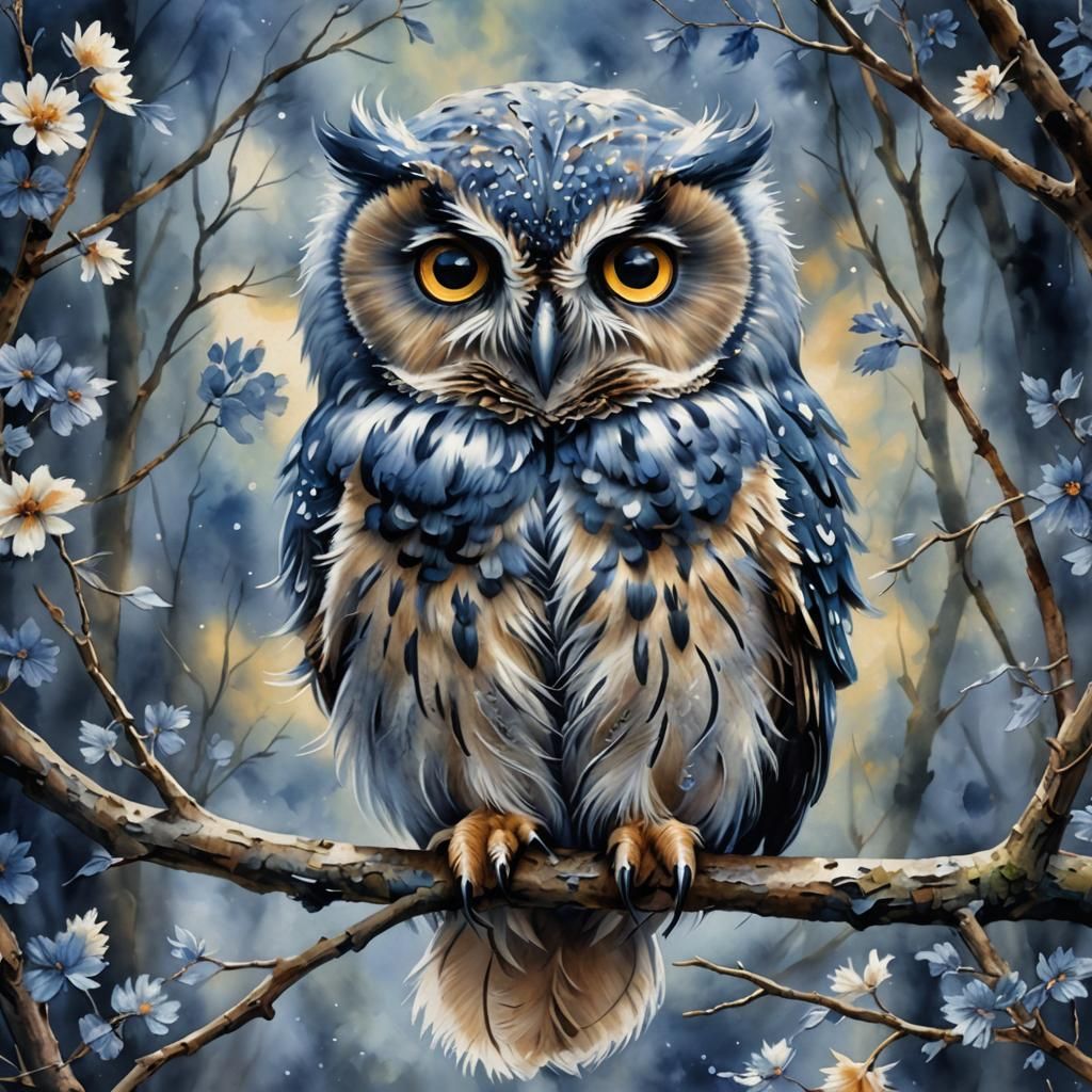 Fluffy owl  by @Moonlightseeker