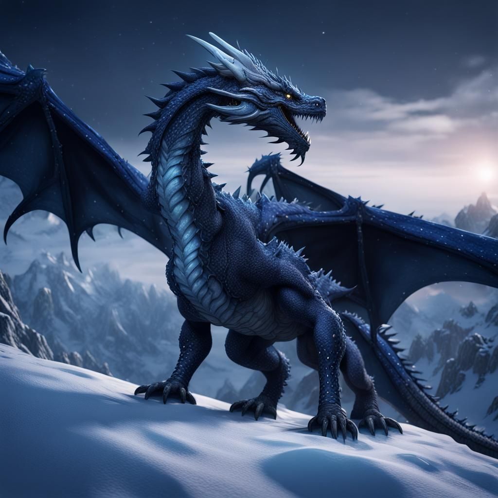 snow dragon at night - AI Generated Artwork - NightCafe Creator