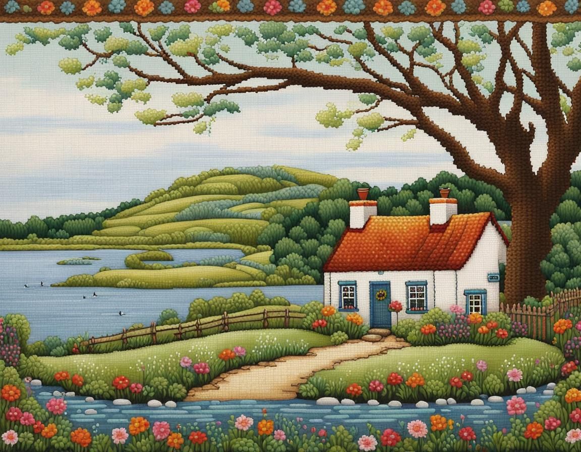 Tiny House In Stitches - Ai Generated Artwork - Nightcafe Creator