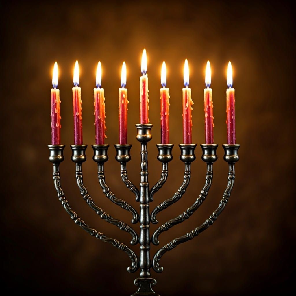 Traditional Menorah in Warm, Soft Light