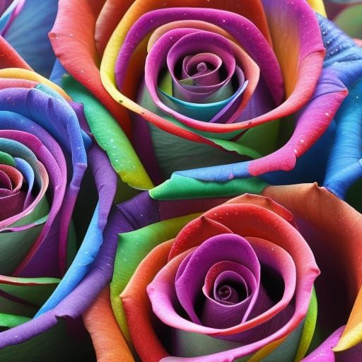 Rainbow roses - AI Generated Artwork - NightCafe Creator