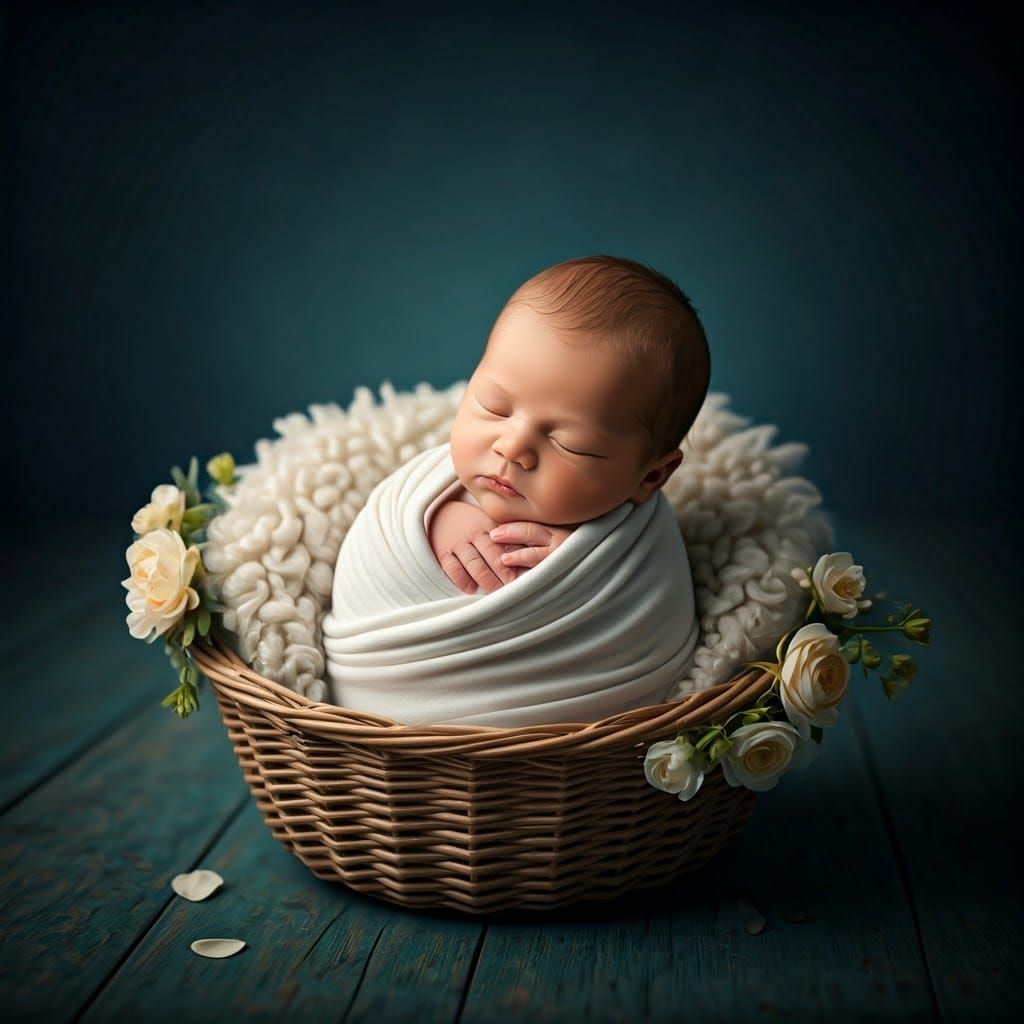 Serene Newborn Album Cover in Whimsical Style