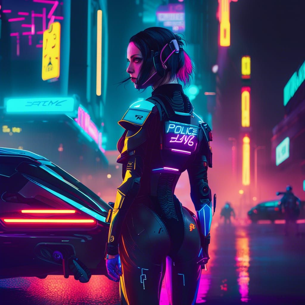 cyberpunk, girl, hacker, street - AI Generated Artwork - NightCafe Creator