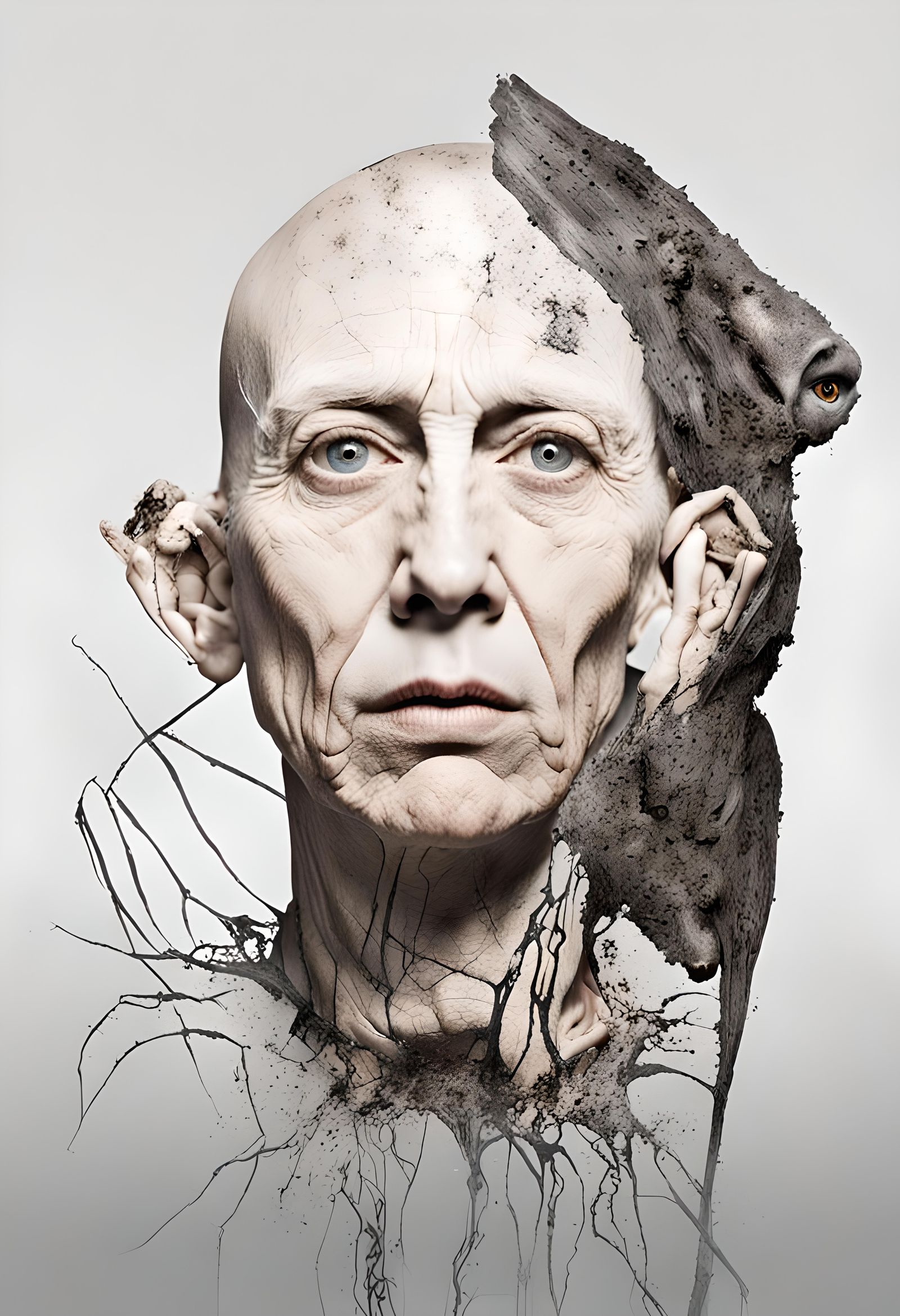 Surreal Insect and Figure in Dada Expressionist Style