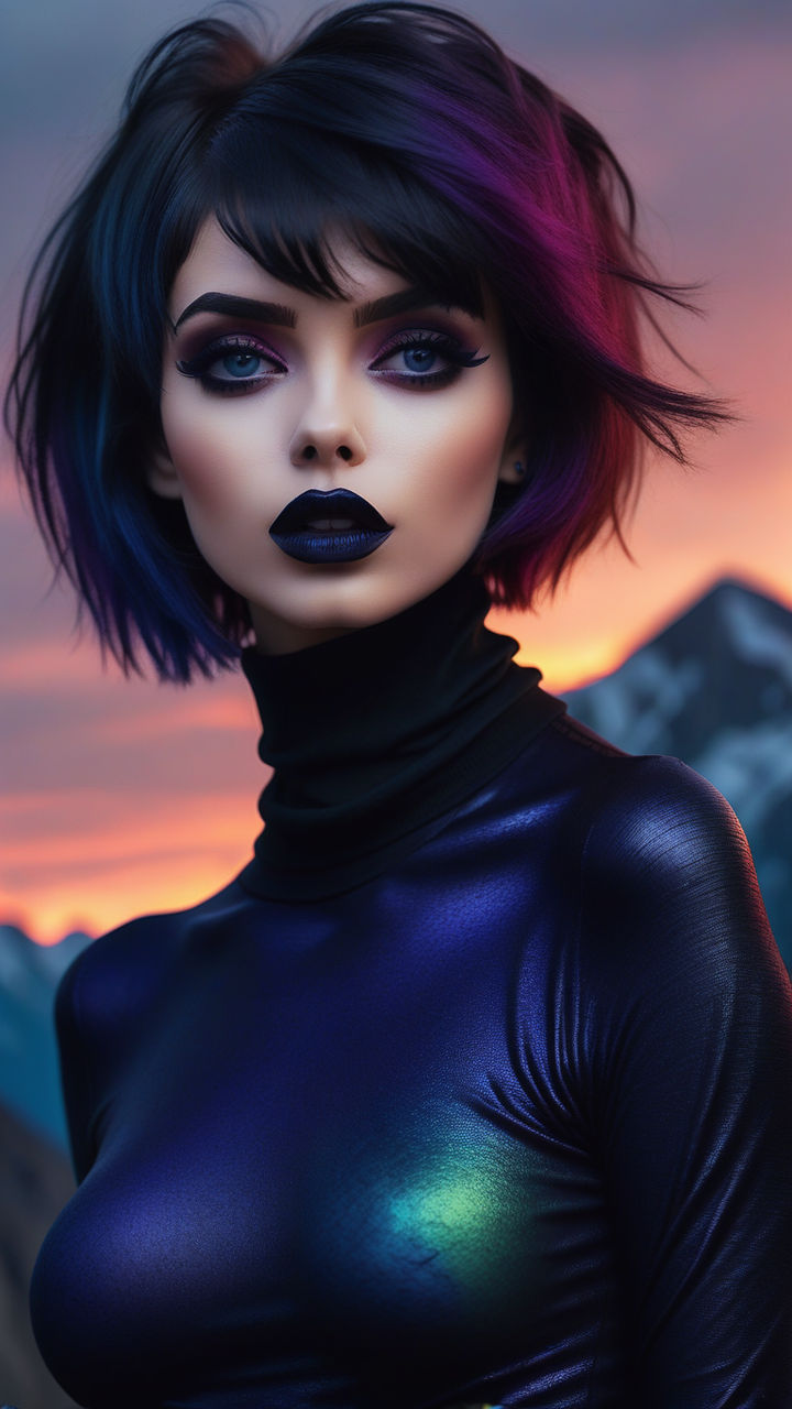 Gothic Attractive short hair model