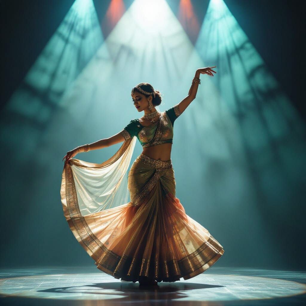 Dancer in Spotlight with Jewel Tones