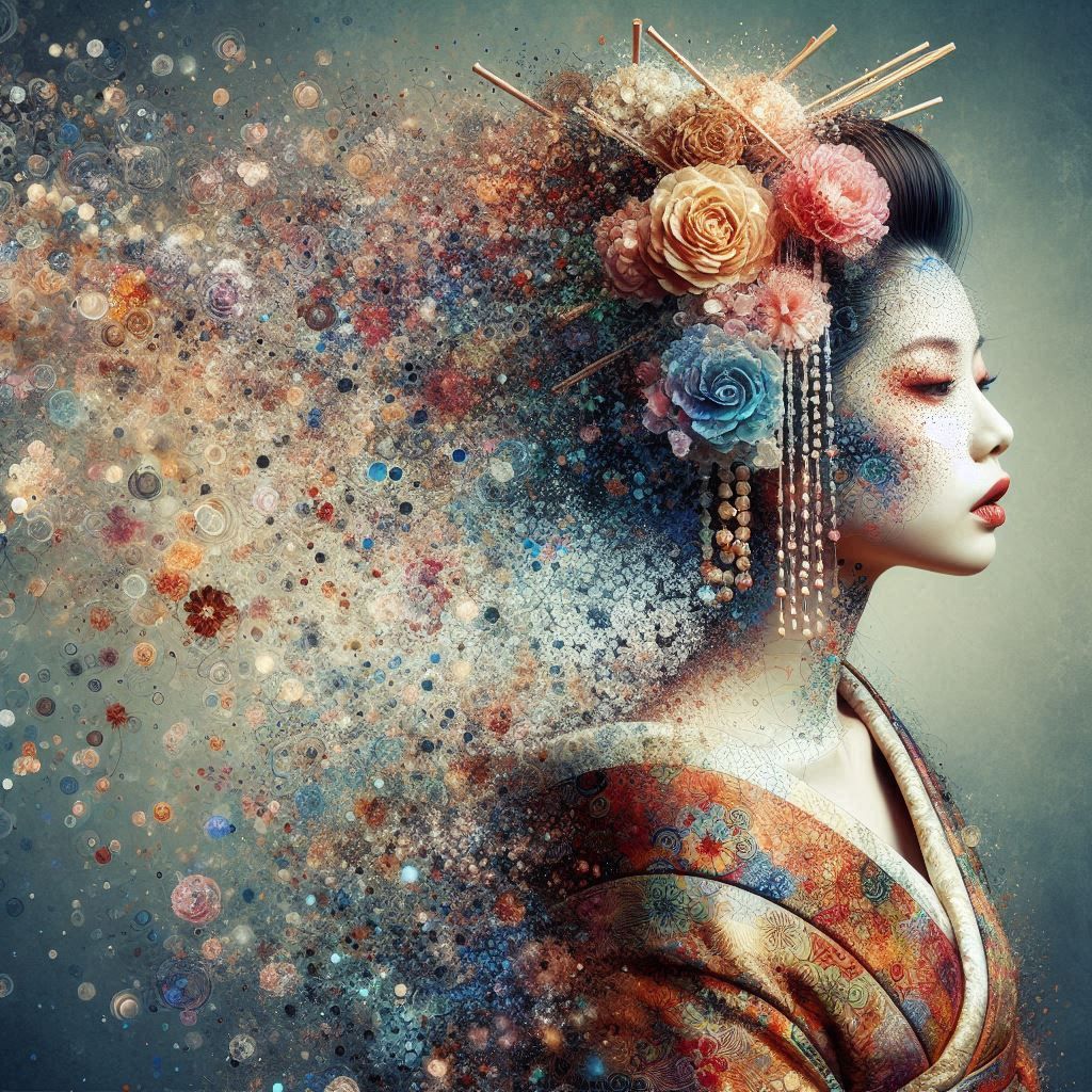 double exposure beautiful fantasy DALL-E 3 portrait landscape..