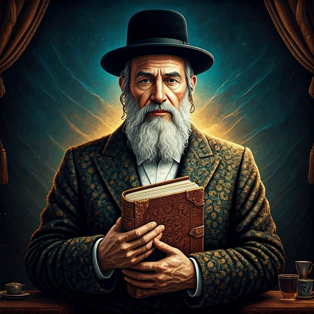 Majestic Hasidic Man in Cork Mosaic Portrait