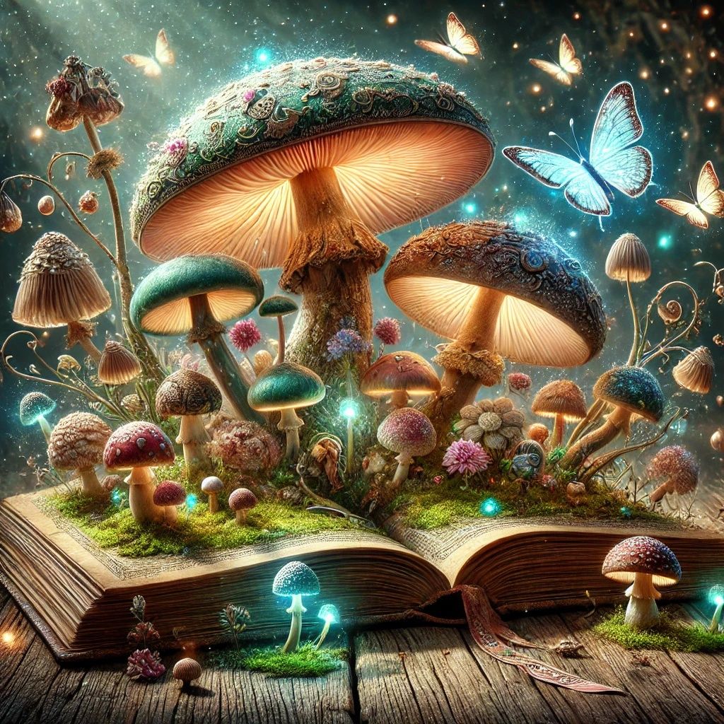 Ancient Tales of Magical Mushrooms | DALL-E 3 AI image promp...