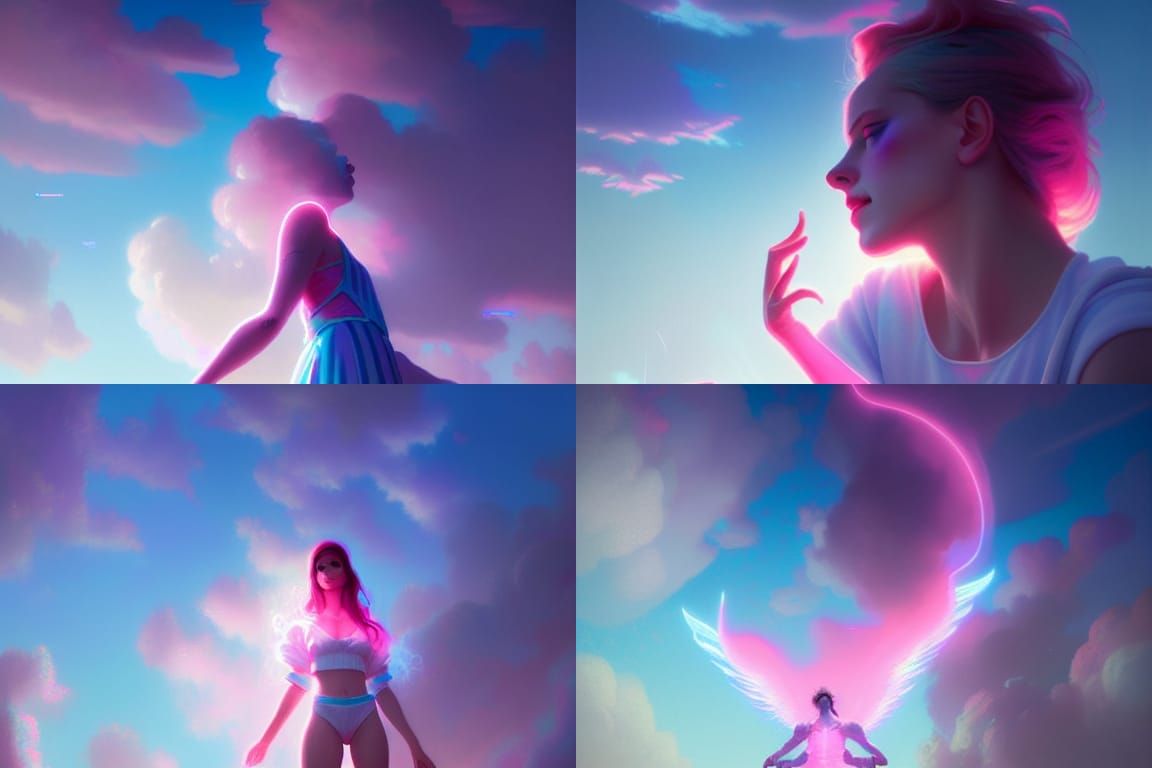 Blue pink and white  synthwave neon retro