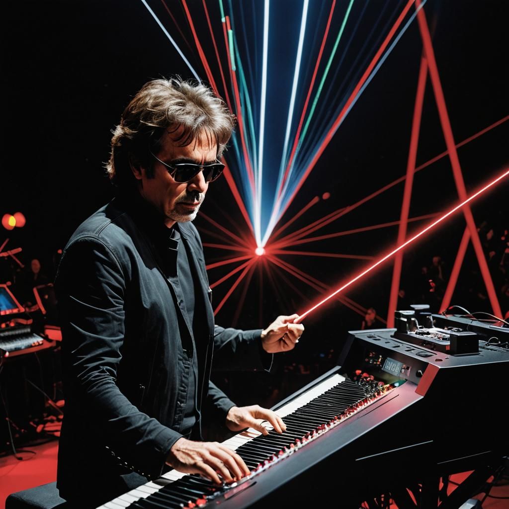 Jean Michel-Jarre playing the galaxy like a laser harp, - AI Generated ...