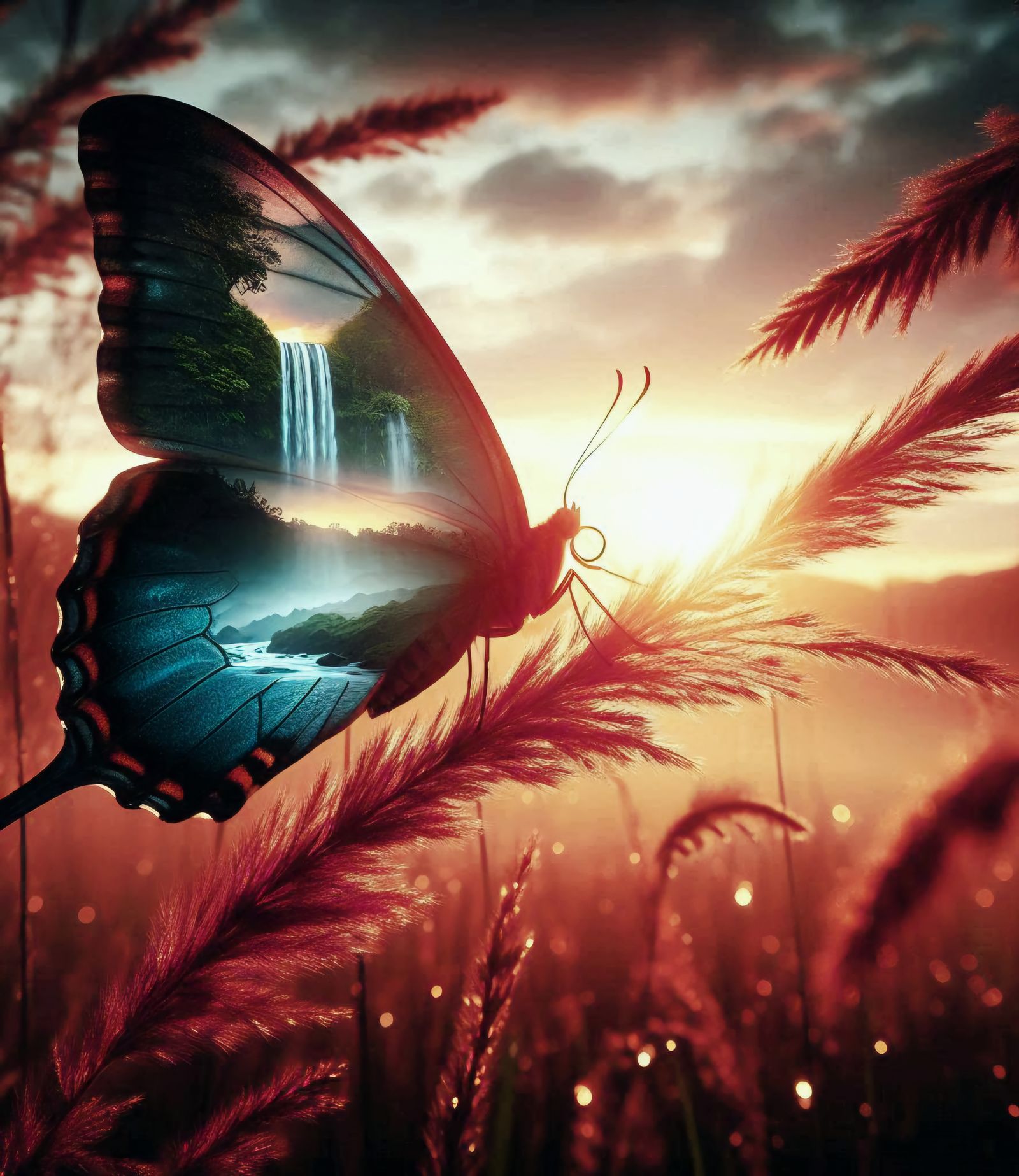 Double exposure butterfly