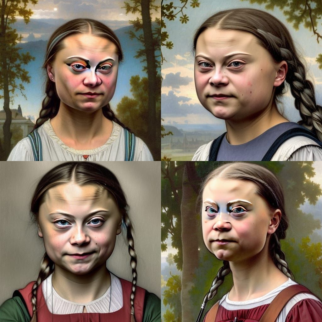 detailed paint of Greta Thunberg in the style of Bouguereau