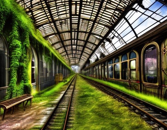 Steampunk Train Station in Post-Apocalyptic Setting