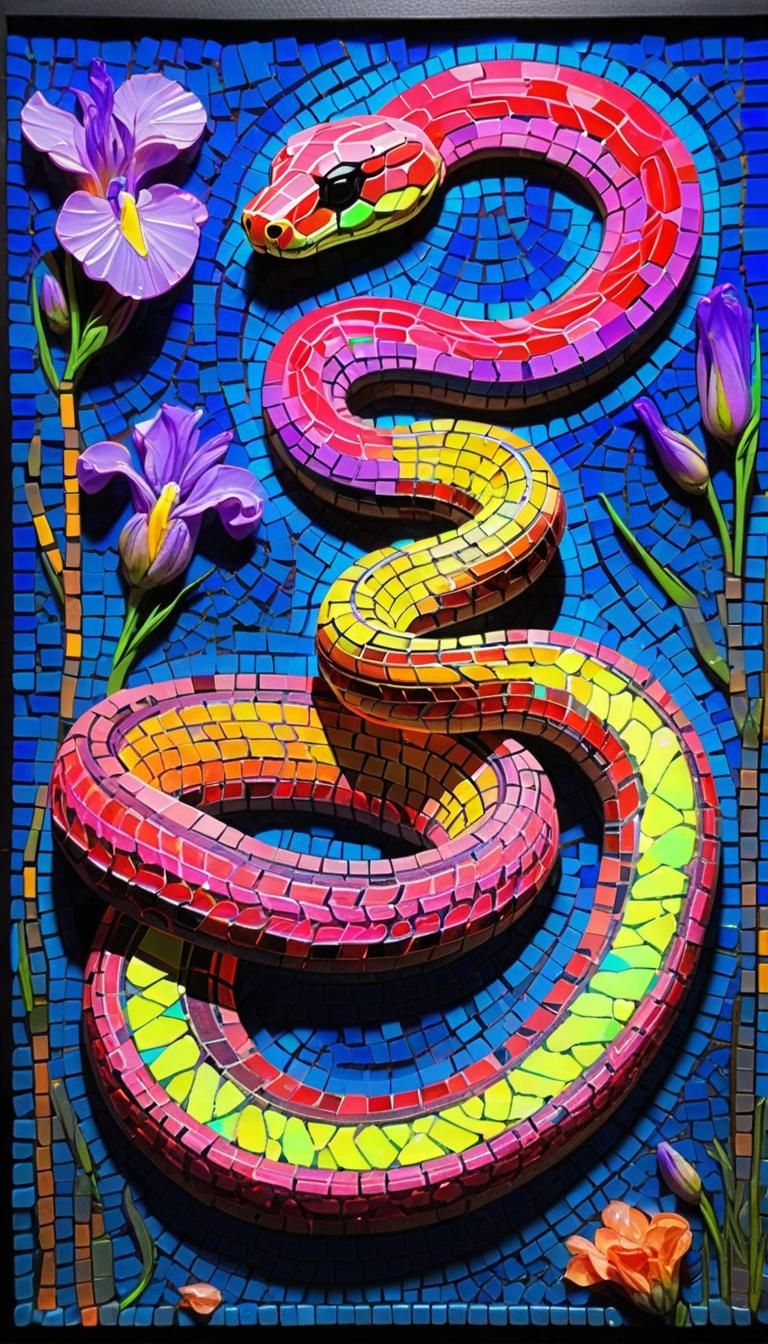 Blacklight Mosaic Snake  by @Garrett Hughes