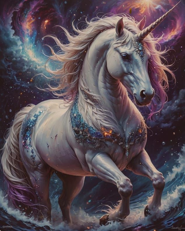 Unicorn- Pearls & Swirls