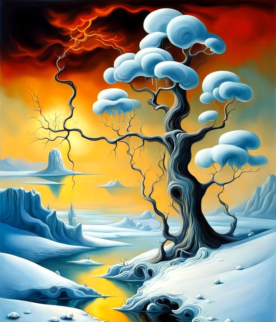 Surreal Winter Landscape in Dali Style