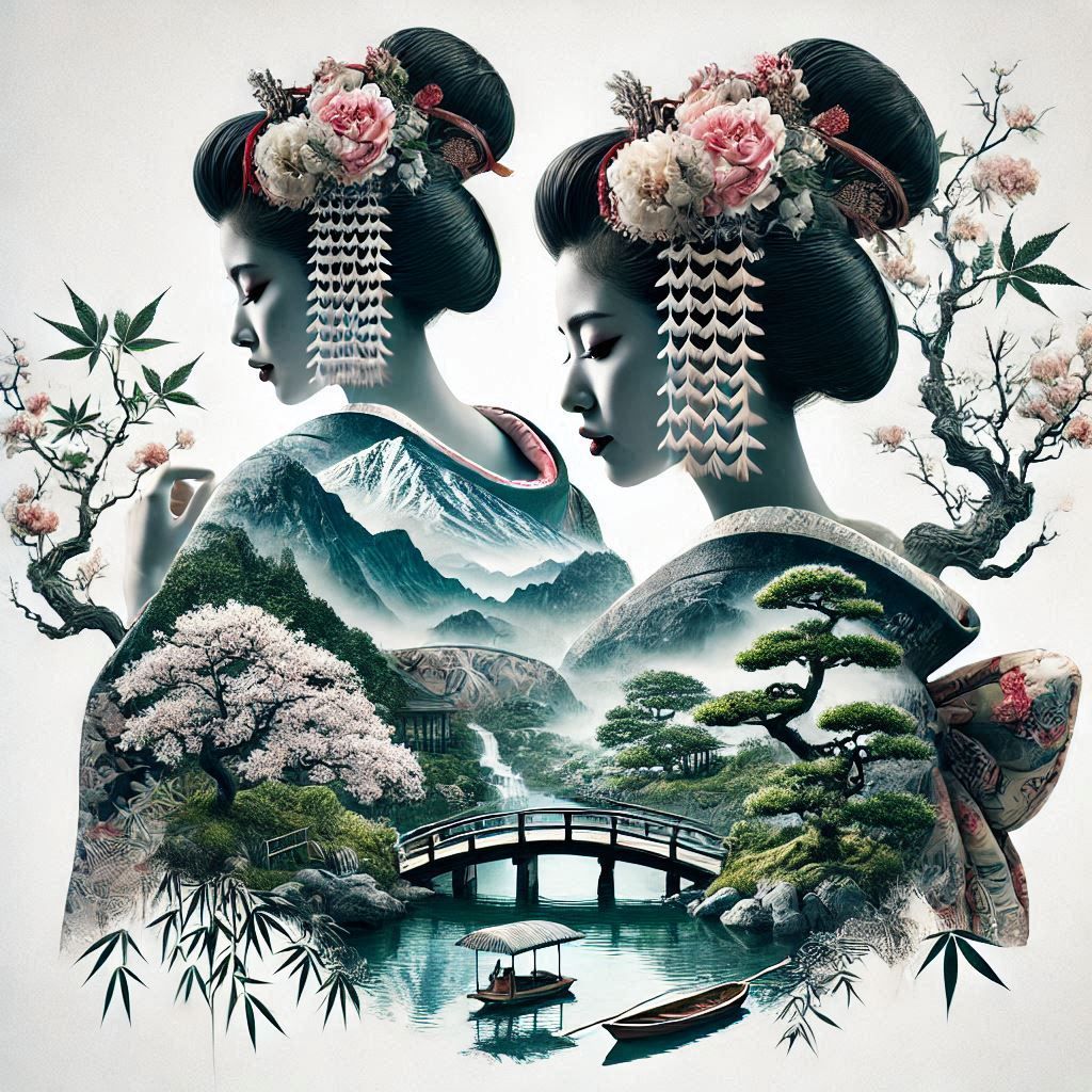 Double Exposure Geisha girls