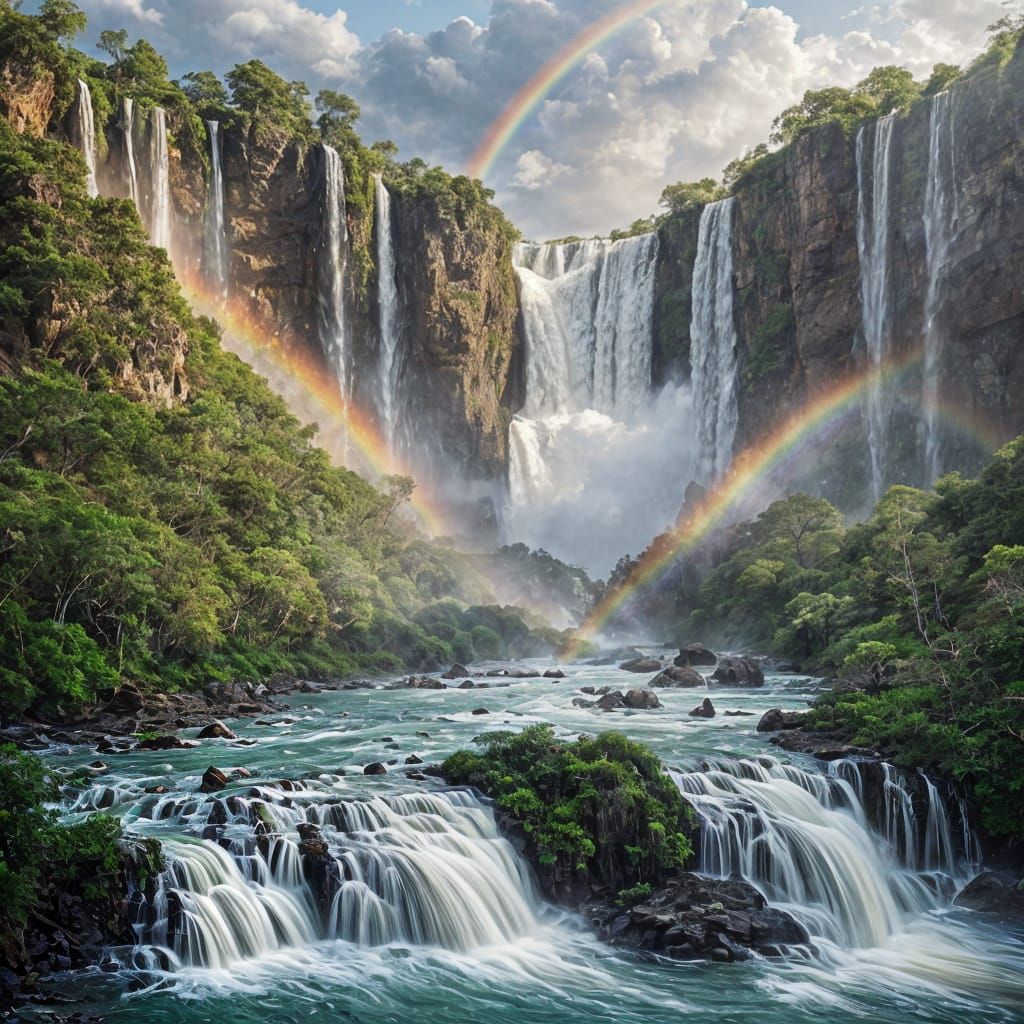 Hyper realistic guazu falls
Breathtaking and beautiful with a rainbow after a sun shower  by @MSlough 