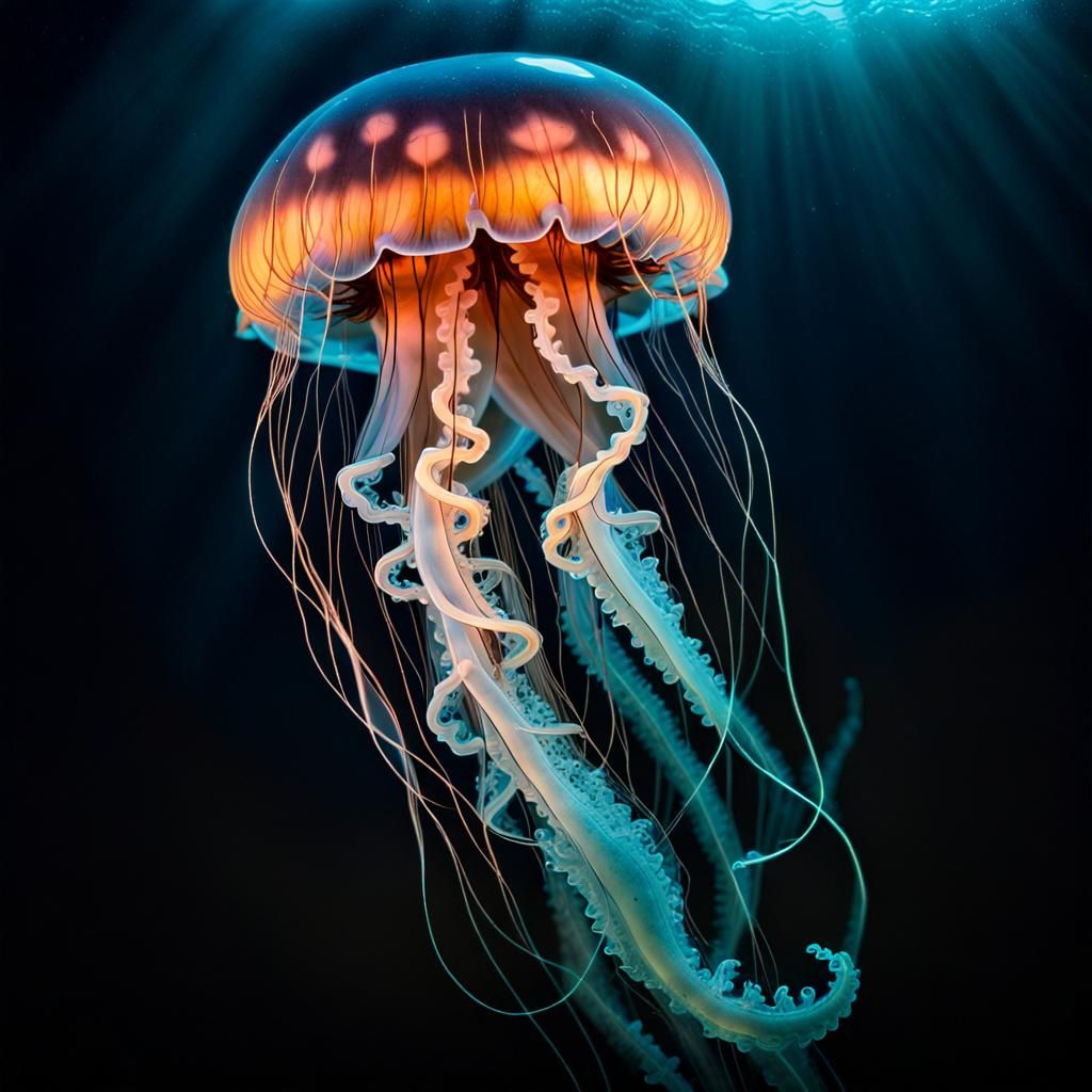 Bioluminescence jellyfish - AI Generated Artwork - NightCafe Creator