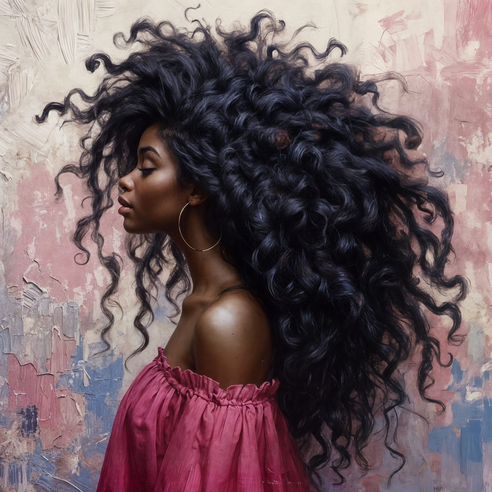 woman with voluminous, curly hair  by @ByToi