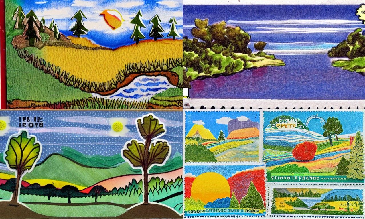 Landscape in the style of Mail art