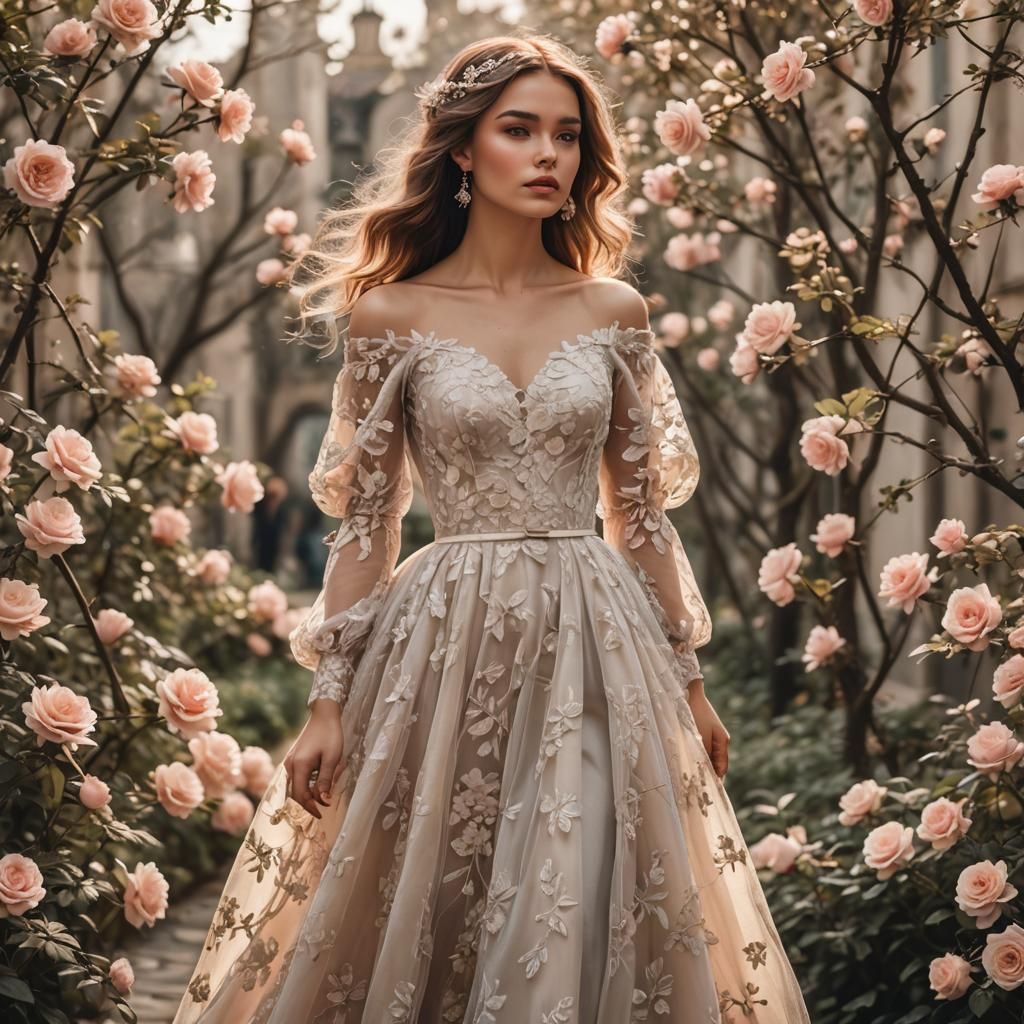 A stunning girl dressed in a romantic style
